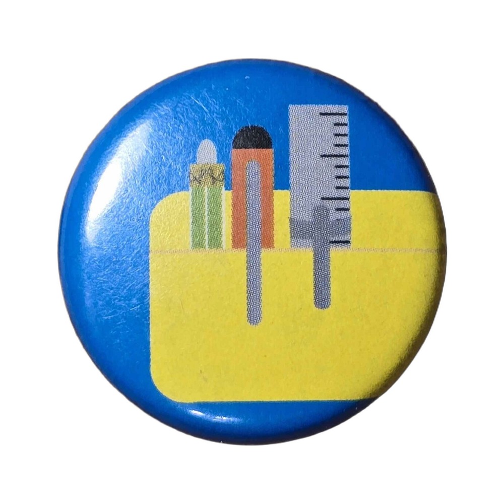 School Supplies Pocket Classroom Theme Round Metal Pin Lapel Vest Hat Pin K5